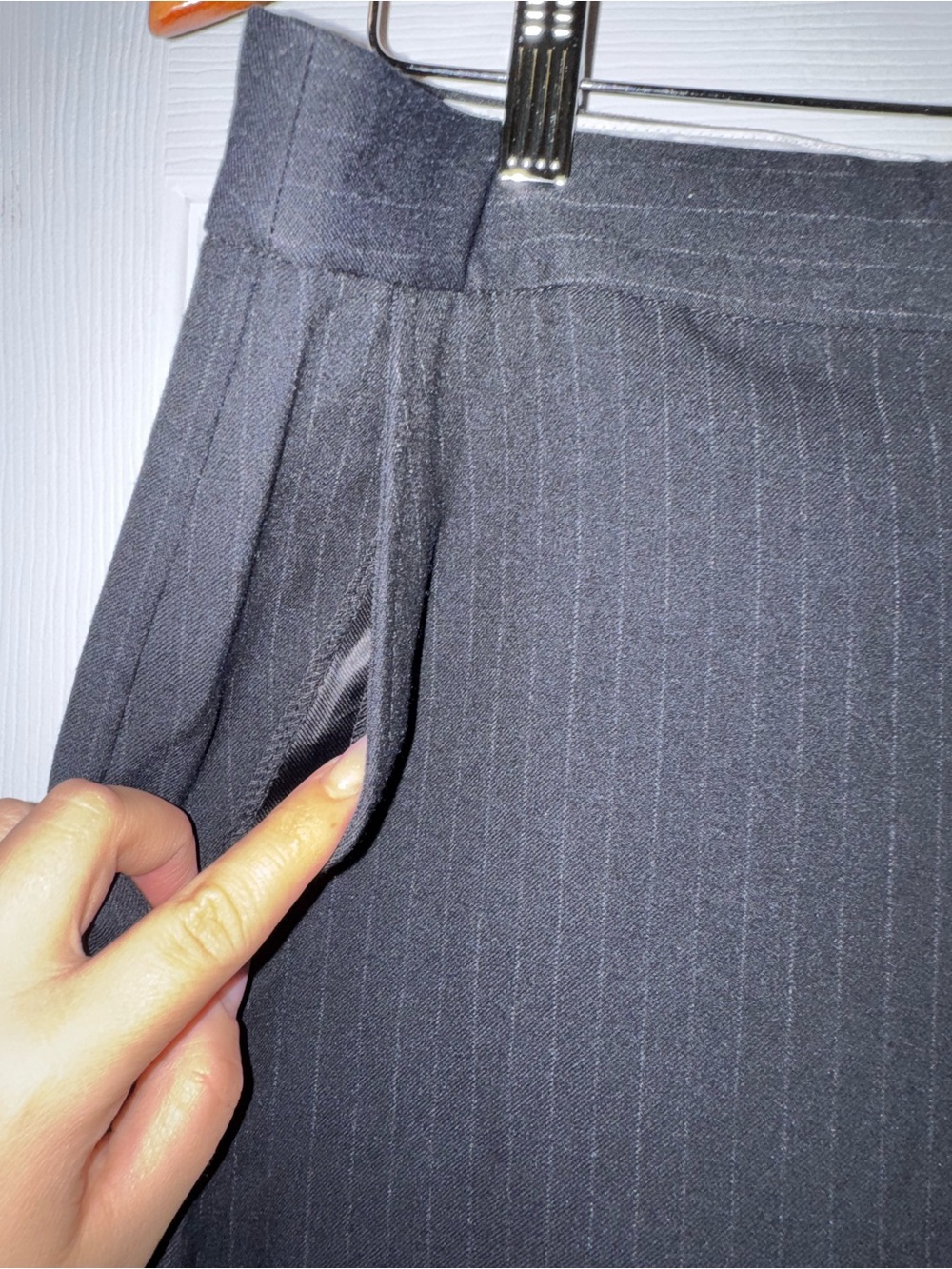 Zara Black Pinstripe High-Waist Wide-Leg Trousers - Picture 6 of 8